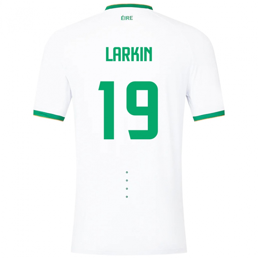 Heren Ierland Abbie Larkin #19 Wit Uitshirt Uittenue 24-26 T-Shirt