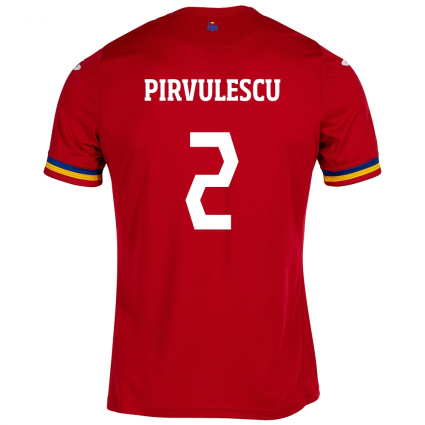 Heren Roemenië Sergiu Pîrvulescu #2 Rood Uitshirt Uittenue 24-26 T-Shirt