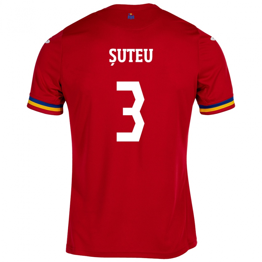 Heren Roemenië Alexandru Șuteu #3 Rood Uitshirt Uittenue 24-26 T-Shirt