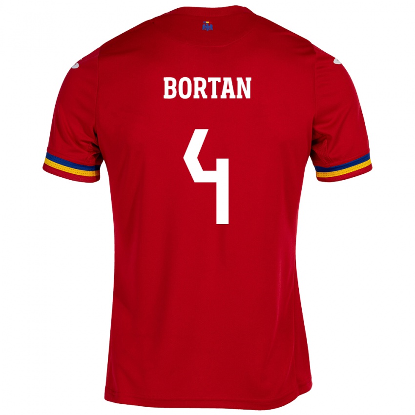 Heren Roemenië Ioana Bortan #4 Rood Uitshirt Uittenue 24-26 T-Shirt