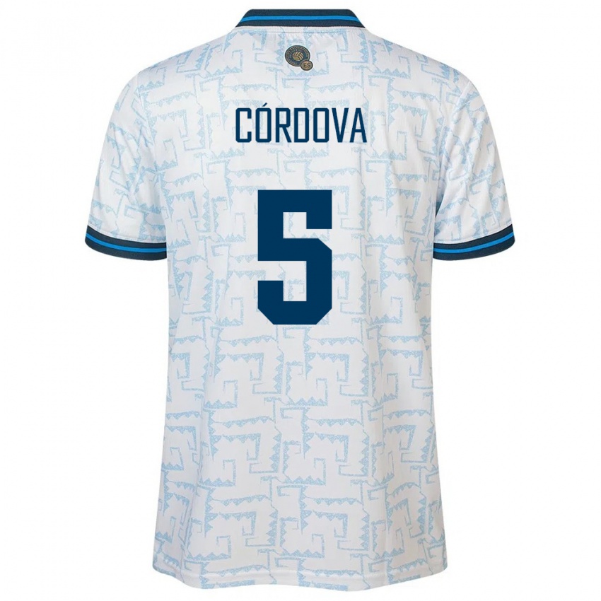 Heren El Salvador Edwin Córdova #5 Wit Uitshirt Uittenue 24-26 T-Shirt