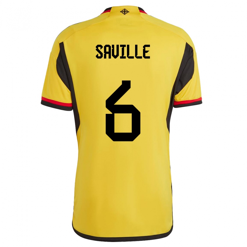 Heren Noord-Ierland George Saville #6 Wit Uitshirt Uittenue 24-26 T-Shirt