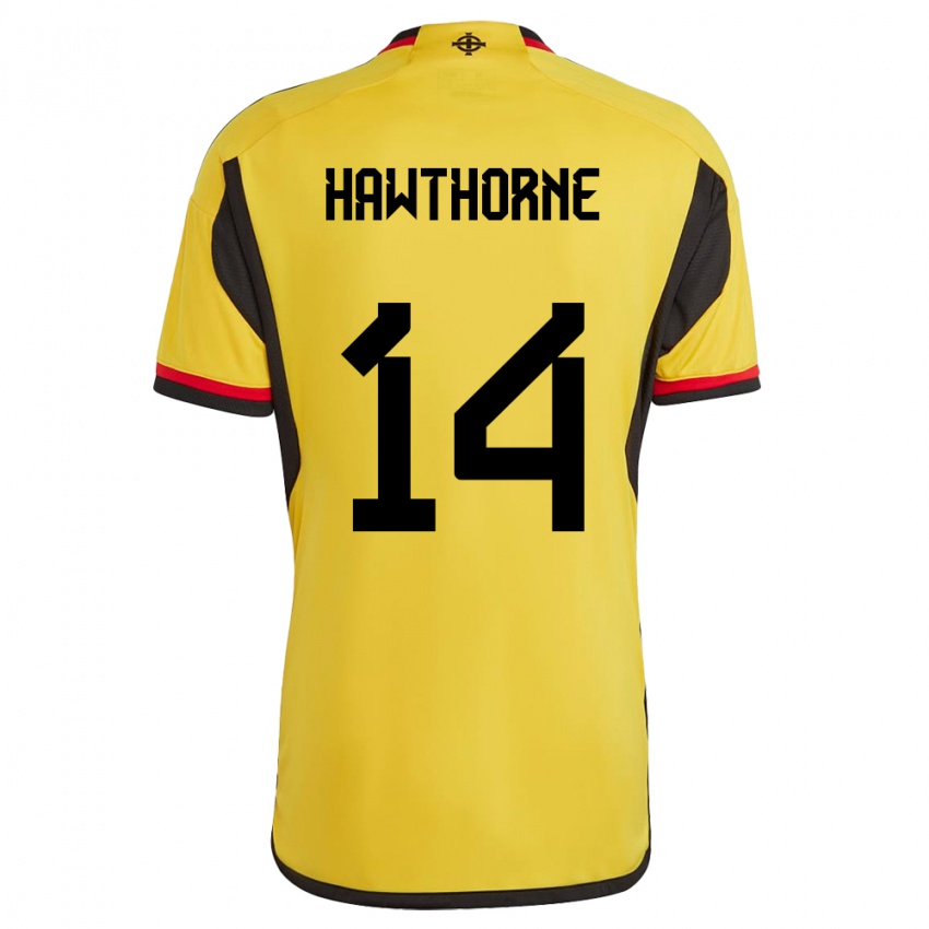 Heren Noord-Ierland Keevan Hawthorne #14 Wit Uitshirt Uittenue 24-26 T-Shirt