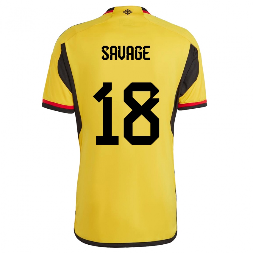 Heren Noord-Ierland Troy Savage #18 Wit Uitshirt Uittenue 24-26 T-Shirt