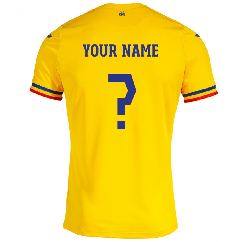 Dames Roemenië Uw Naam #0 Geel Thuisshirt Thuistenue 24-26 T-Shirt