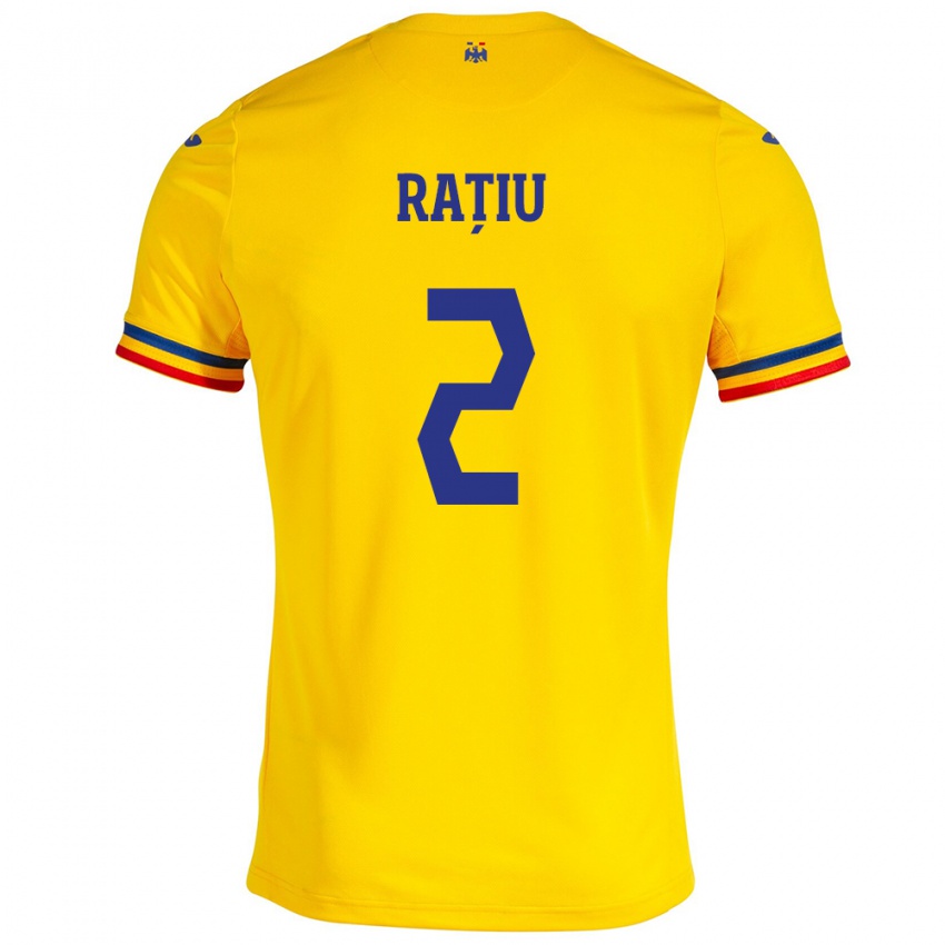 Dames Roemenië Andrei Rațiu #2 Geel Thuisshirt Thuistenue 24-26 T-Shirt