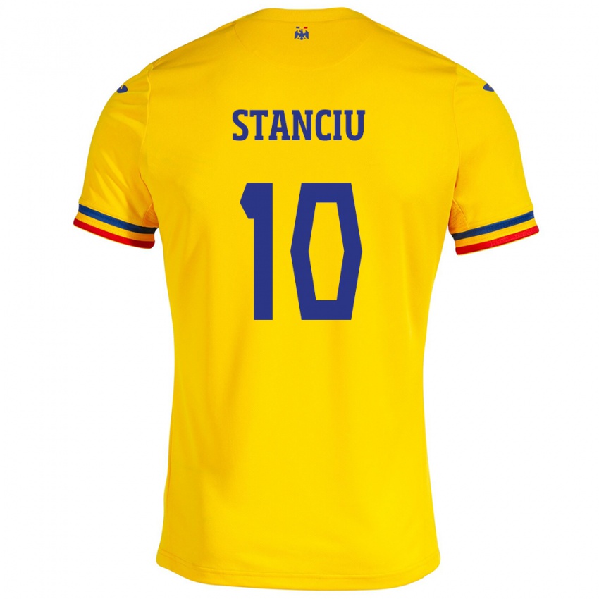 Dames Roemenië Nicolae Stanciu #10 Geel Thuisshirt Thuistenue 24-26 T-Shirt