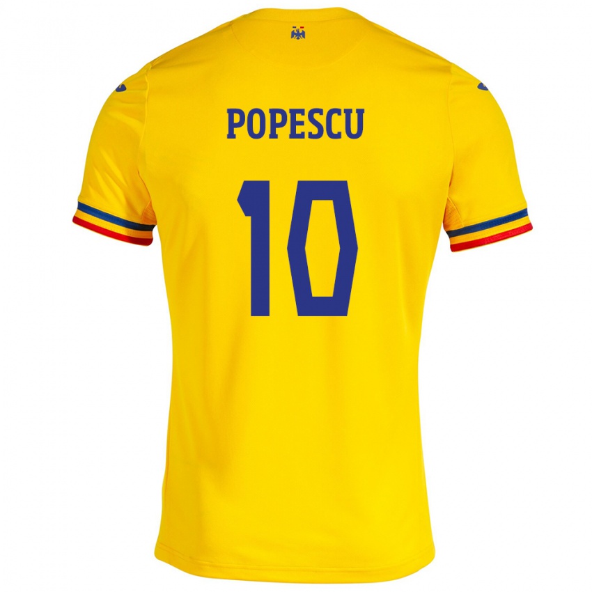 Dames Roemenië Octavian Popescu #10 Geel Thuisshirt Thuistenue 24-26 T-Shirt