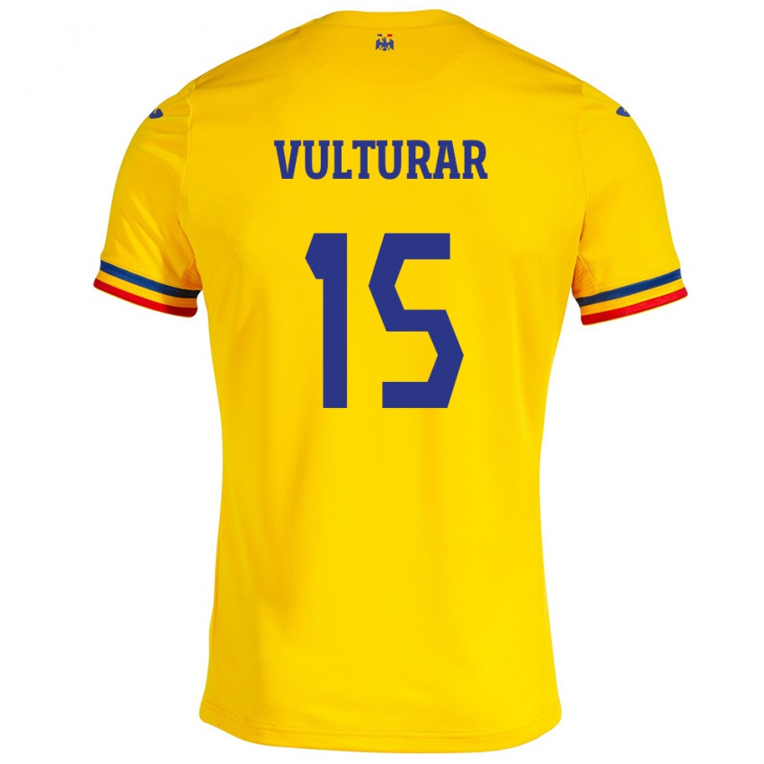 Dames Roemenië Cătălin Vulturar #15 Geel Thuisshirt Thuistenue 24-26 T-Shirt