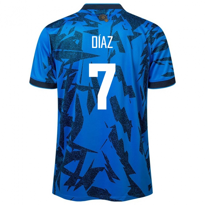 Dames El Salvador Nelson Díaz #7 Blauw Thuisshirt Thuistenue 24-26 T-Shirt