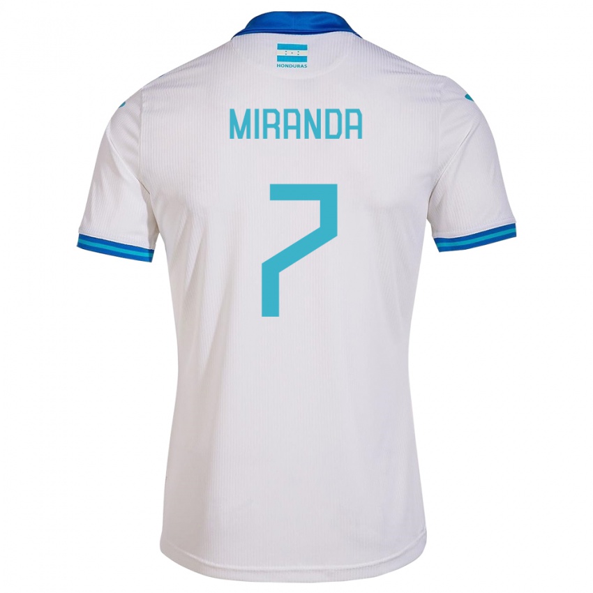 Dames Honduras Jeffry Miranda #7 Wit Thuisshirt Thuistenue 24-26 T-Shirt