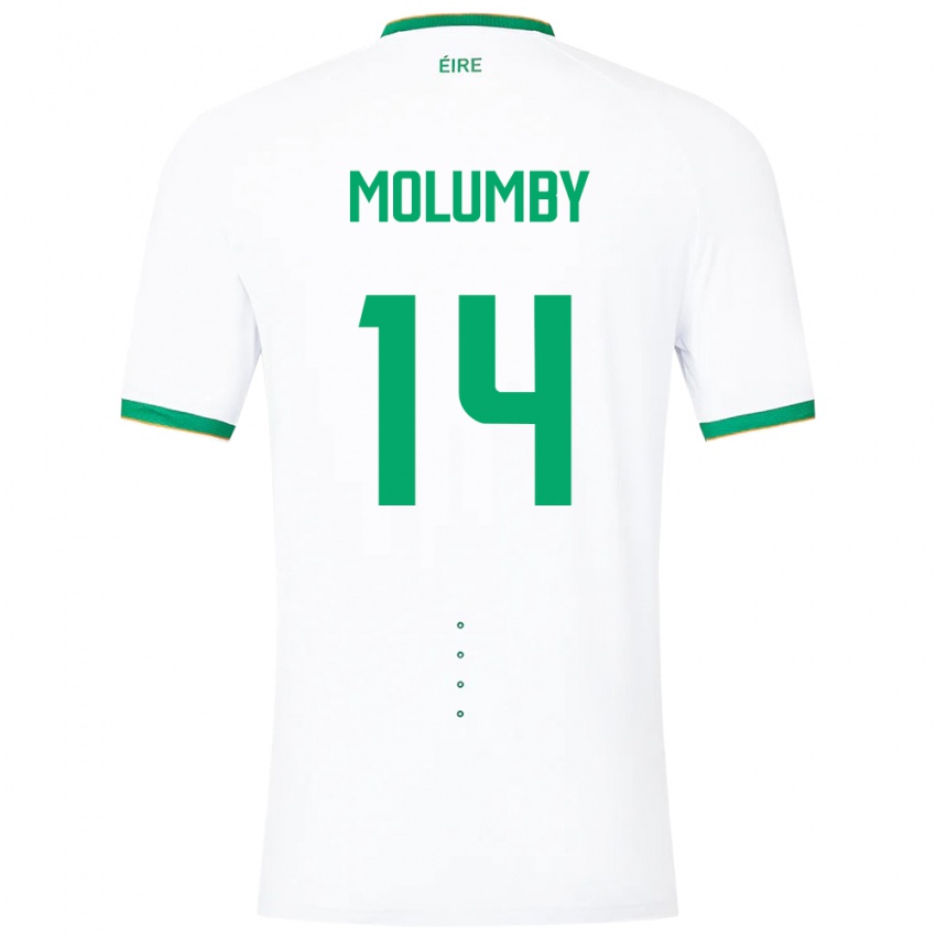 Dames Ierland Jayson Molumby #14 Wit Uitshirt Uittenue 24-26 T-Shirt