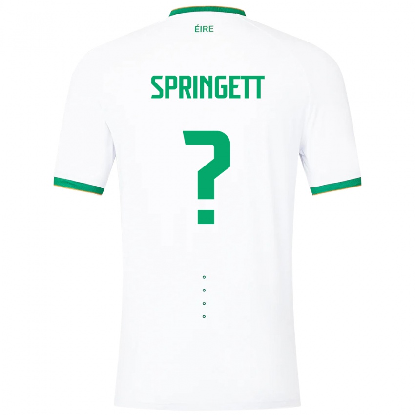 Dames Ierland Tony Springett #0 Wit Uitshirt Uittenue 24-26 T-Shirt