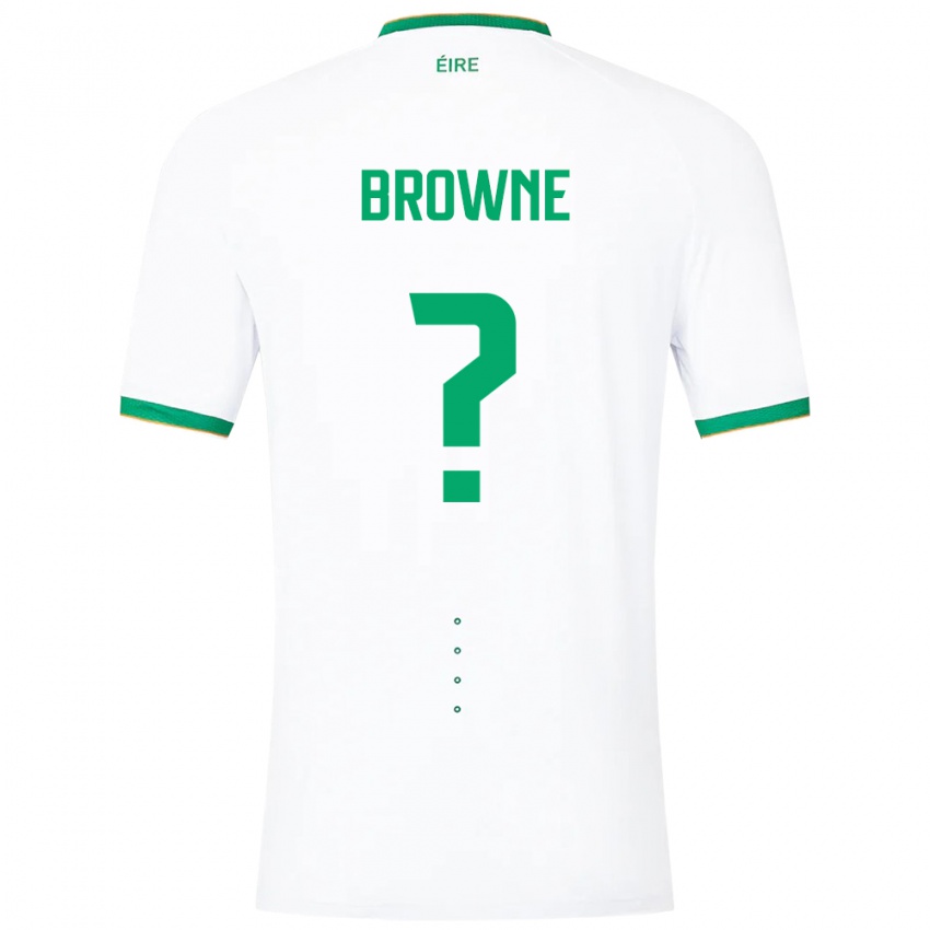 Dames Ierland Luke Browne #0 Wit Uitshirt Uittenue 24-26 T-Shirt