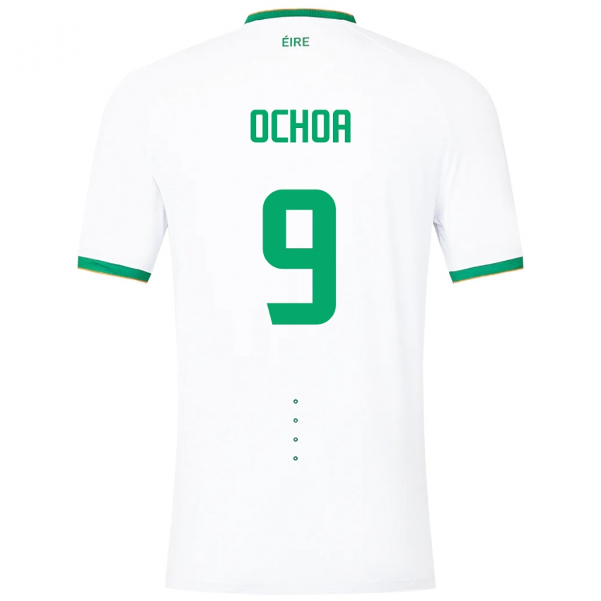 Dames Ierland Aarón Ochoa #9 Wit Uitshirt Uittenue 24-26 T-Shirt