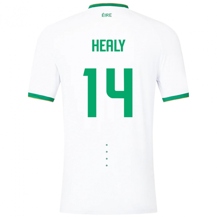 Dames Ierland Freya Healy #14 Wit Uitshirt Uittenue 24-26 T-Shirt