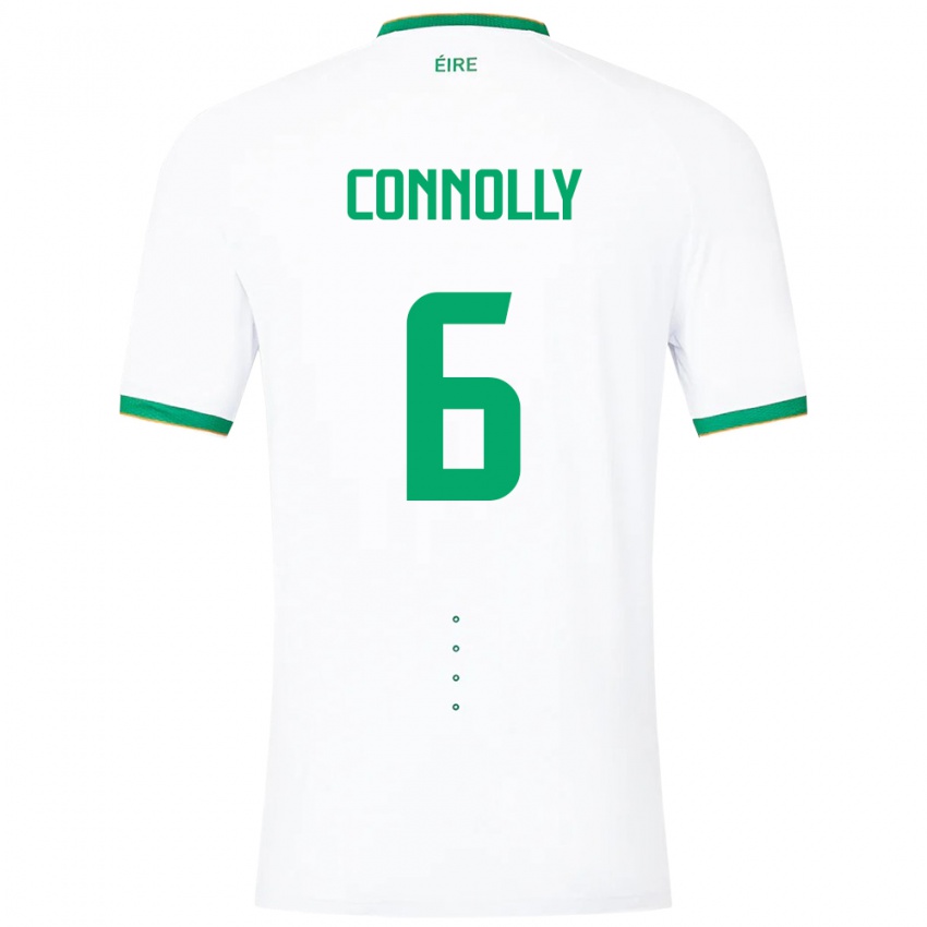 Dames Ierland Megan Connolly #6 Wit Uitshirt Uittenue 24-26 T-Shirt