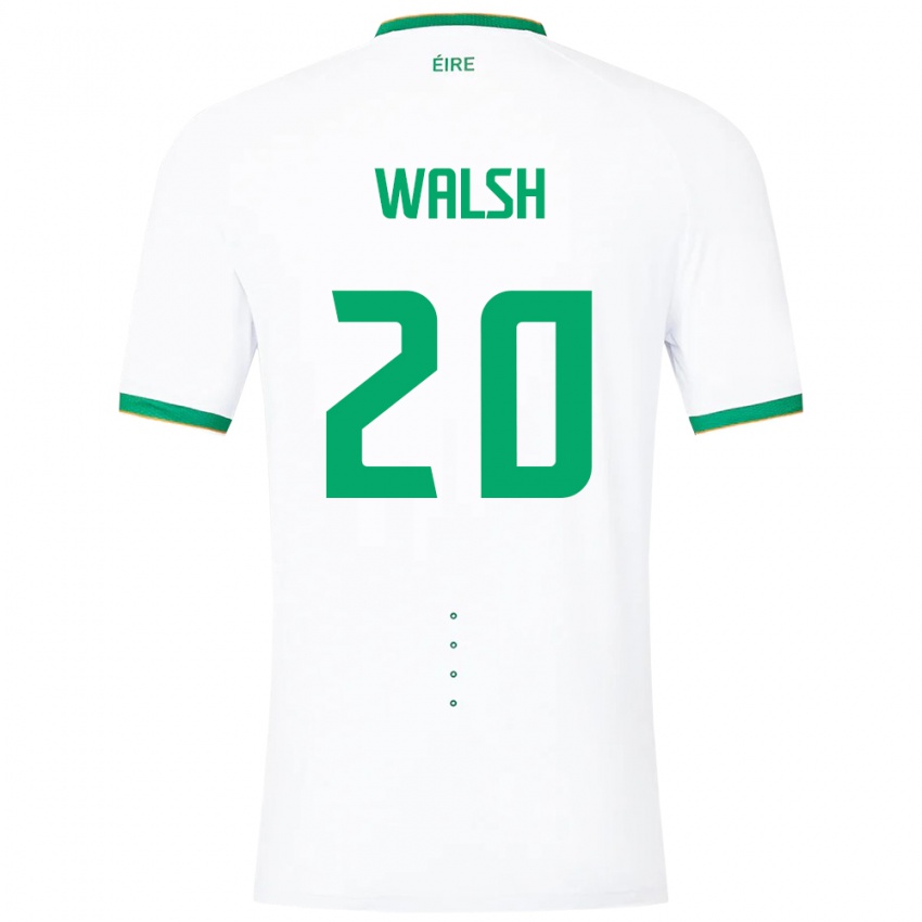 Dames Ierland Claire Walsh #20 Wit Uitshirt Uittenue 24-26 T-Shirt