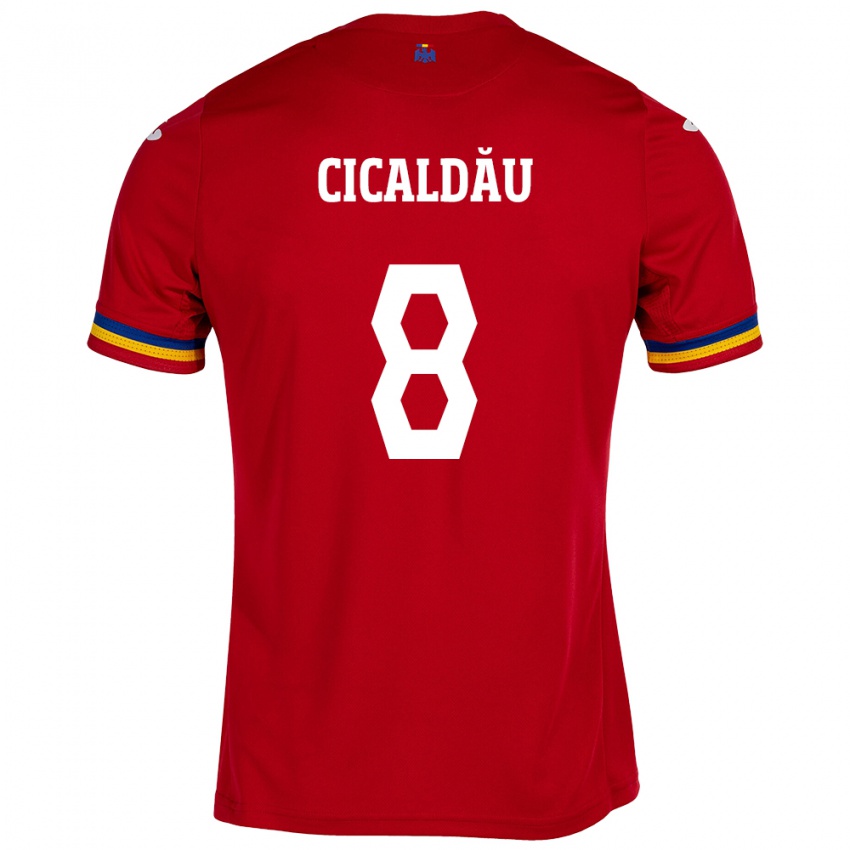 Dames Roemenië Alexandru Cicâldău #8 Rood Uitshirt Uittenue 24-26 T-Shirt