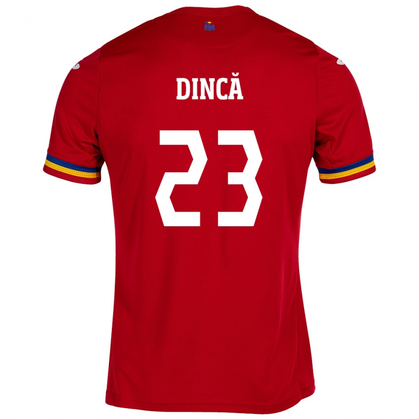 Dames Roemenië David Dincă #23 Rood Uitshirt Uittenue 24-26 T-Shirt