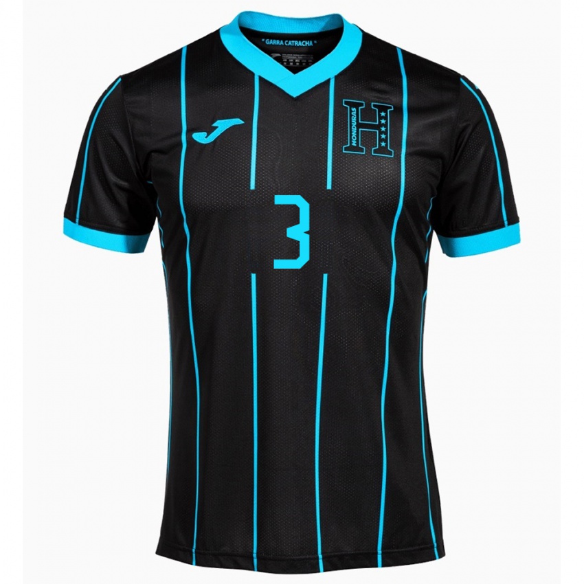 Dames Honduras David Herrera #3 Zwart Uitshirt Uittenue 24-26 T-Shirt