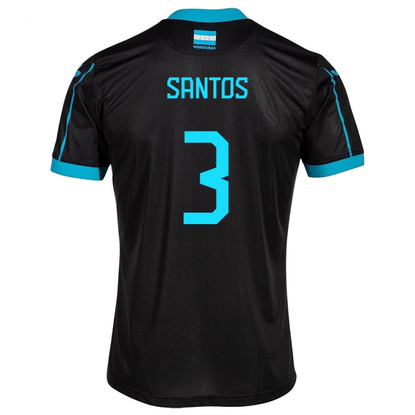 Dames Honduras Marcelo Santos #3 Zwart Uitshirt Uittenue 24-26 T-Shirt