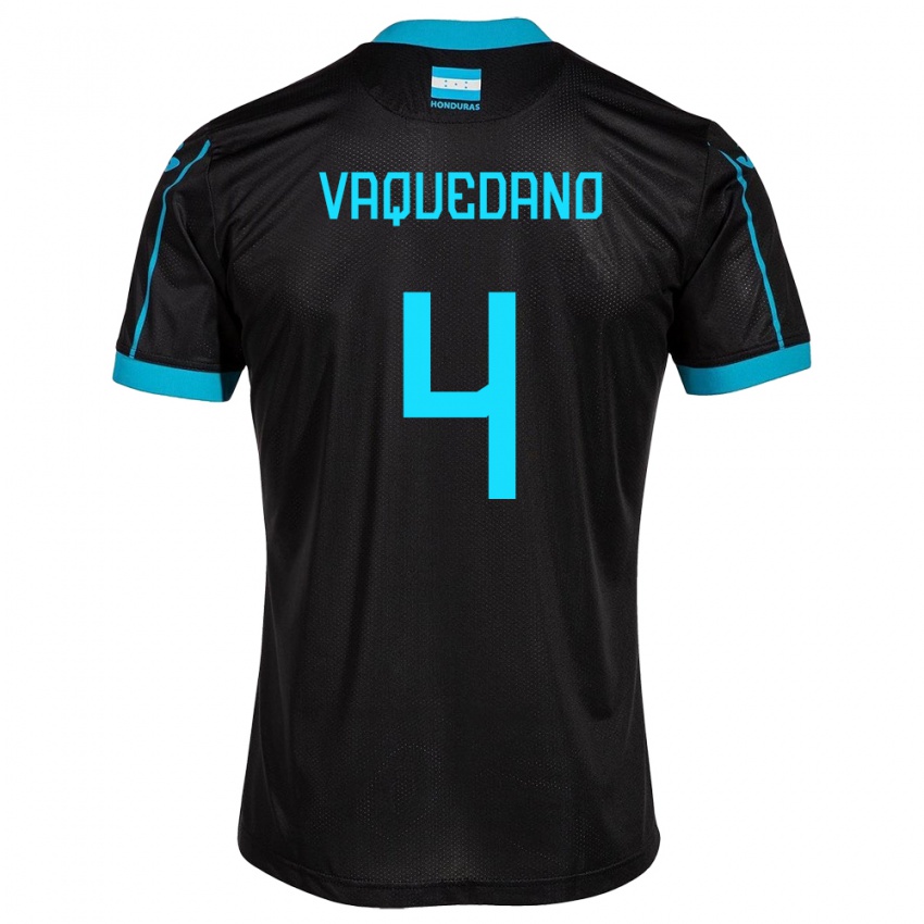 Dames Honduras Brayan Vaquedano #4 Zwart Uitshirt Uittenue 24-26 T-Shirt