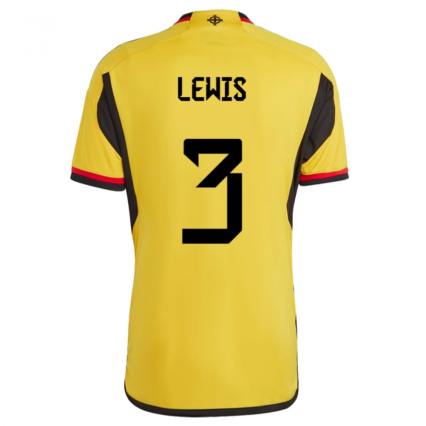 Dames Noord-Ierland Jamal Lewis #3 Wit Uitshirt Uittenue 24-26 T-Shirt