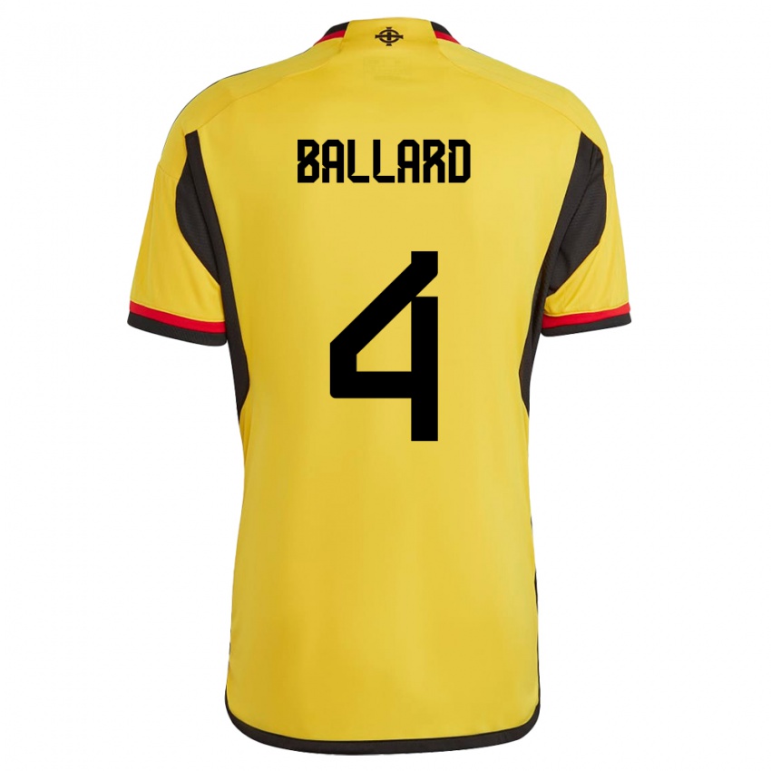 Dames Noord-Ierland Daniel Ballard #4 Wit Uitshirt Uittenue 24-26 T-Shirt