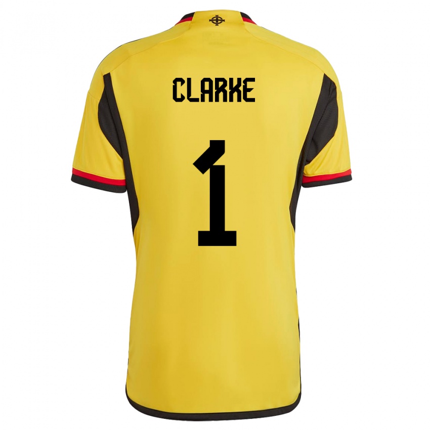 Dames Noord-Ierland Josh Clarke #1 Wit Uitshirt Uittenue 24-26 T-Shirt