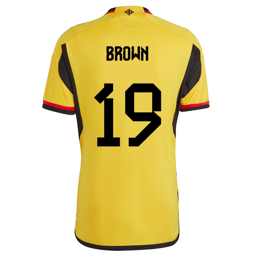 Dames Noord-Ierland Sean Brown #19 Wit Uitshirt Uittenue 24-26 T-Shirt