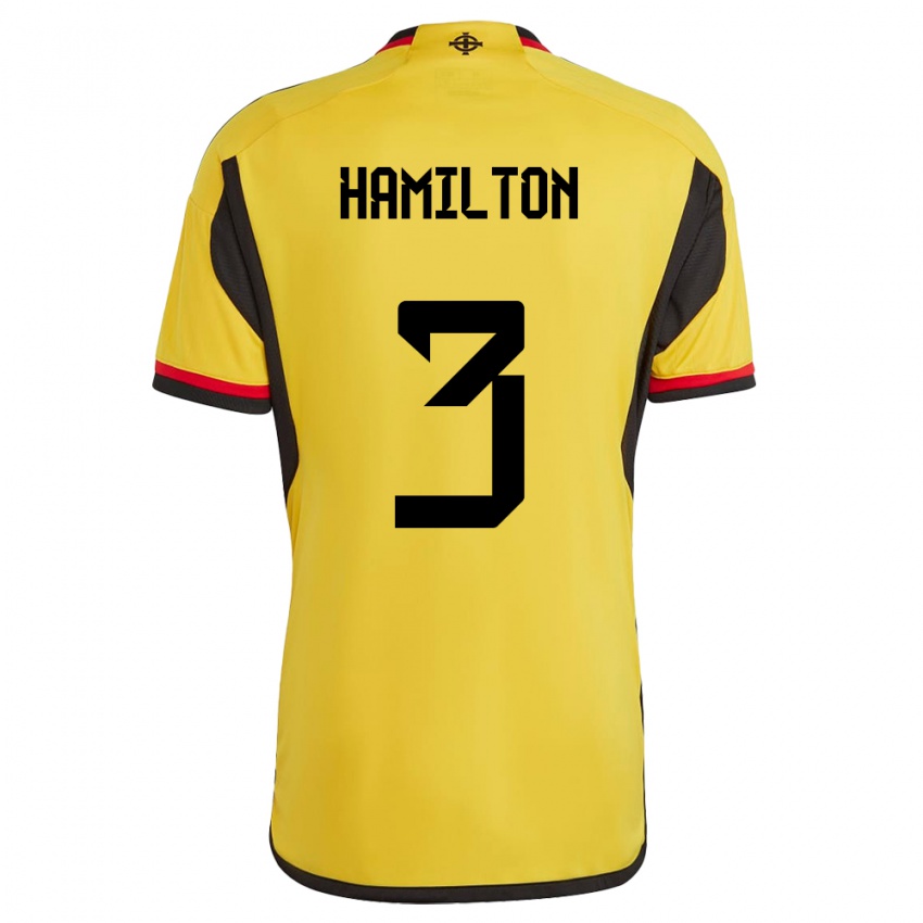 Dames Noord-Ierland Brendan Hamilton #3 Wit Uitshirt Uittenue 24-26 T-Shirt