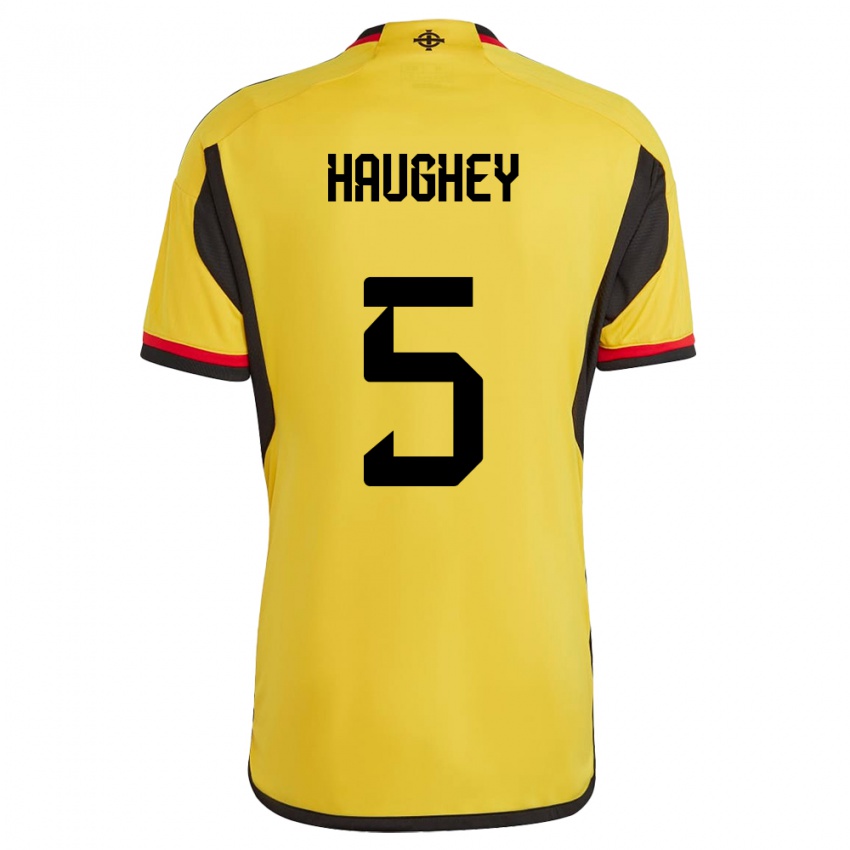 Dames Noord-Ierland Conor Haughey #5 Wit Uitshirt Uittenue 24-26 T-Shirt