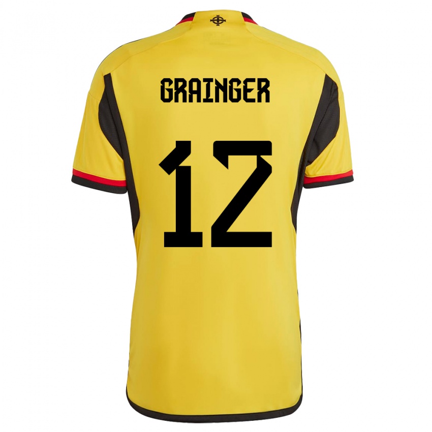 Dames Noord-Ierland Owen Grainger #12 Wit Uitshirt Uittenue 24-26 T-Shirt