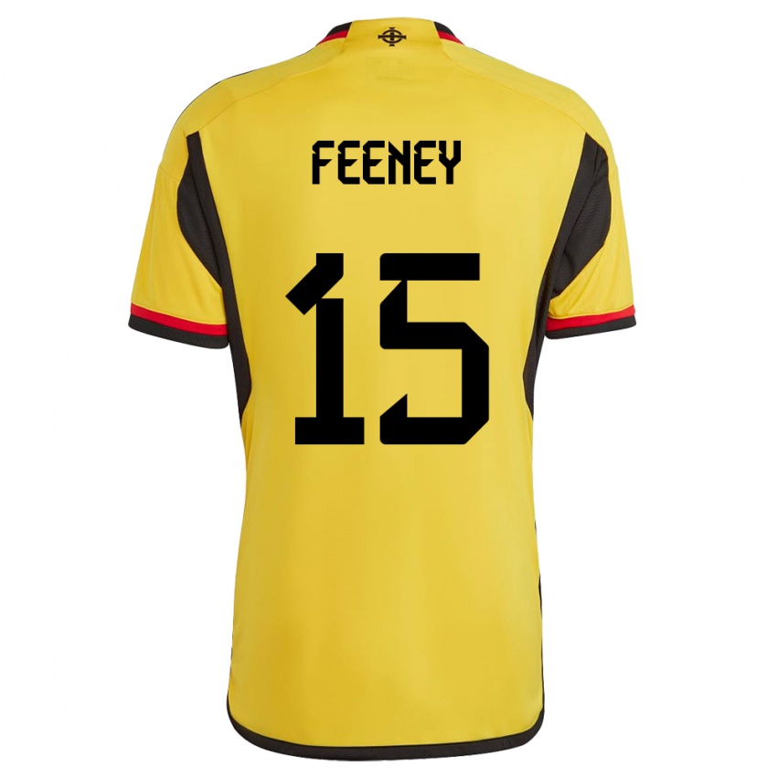 Dames Noord-Ierland George Feeney #15 Wit Uitshirt Uittenue 24-26 T-Shirt