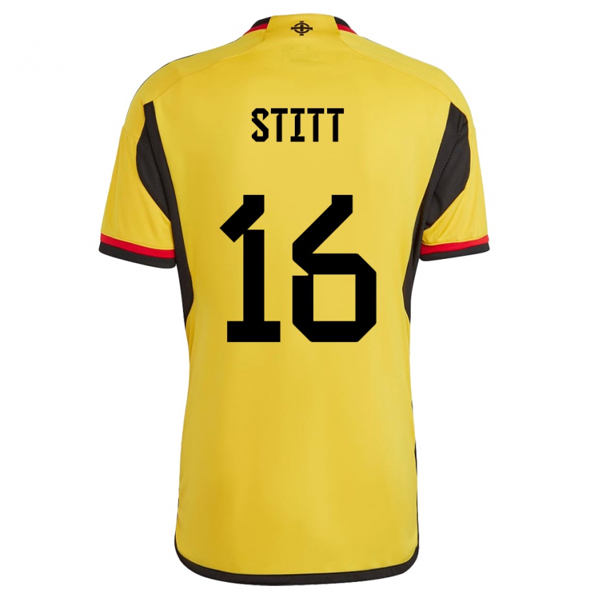 Dames Noord-Ierland Dylan Stitt #16 Wit Uitshirt Uittenue 24-26 T-Shirt