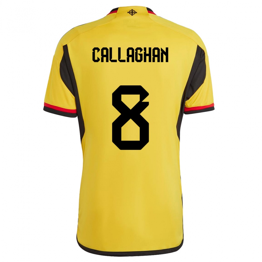 Dames Noord-Ierland Marissa Callaghan #8 Wit Uitshirt Uittenue 24-26 T-Shirt