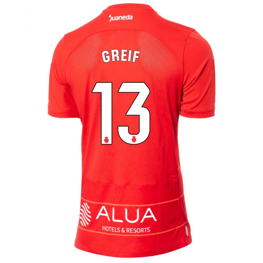 Kinderen Dominik Greif #13 Rood Thuisshirt Thuistenue 2023/24 T-Shirt