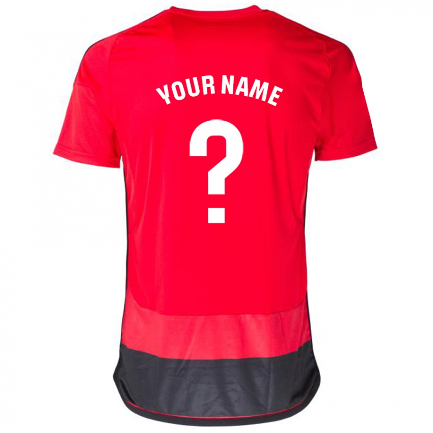 Kinderen Uw Naam #0 Rood Zwart Thuisshirt Thuistenue 2023/24 T-Shirt
