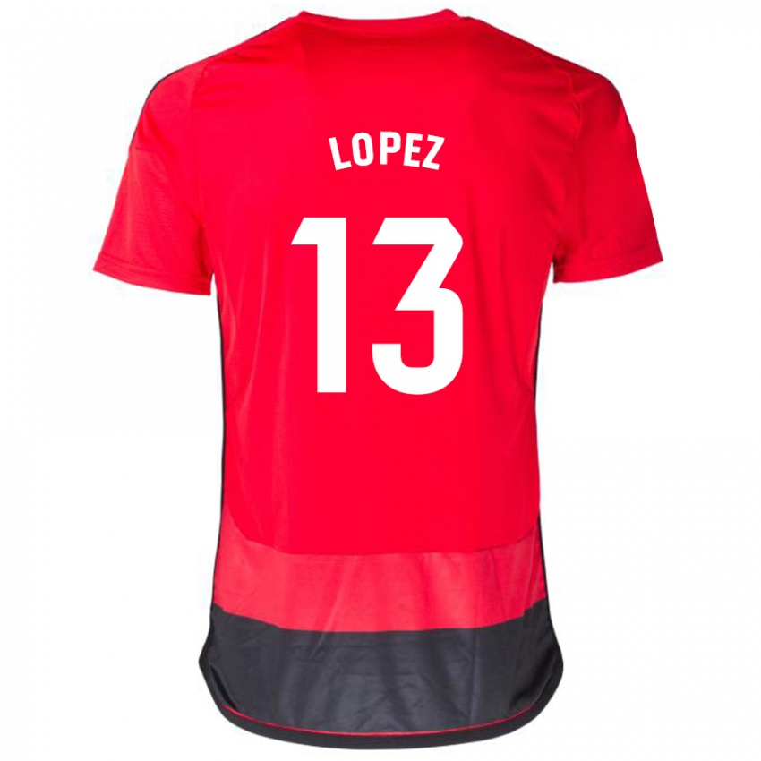 Kinderen Luis López #13 Rood Zwart Thuisshirt Thuistenue 2023/24 T-Shirt