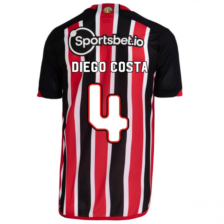 Kinderen Diego Costa #4 Blauw Rood Uitshirt Uittenue 2023/24 T-Shirt