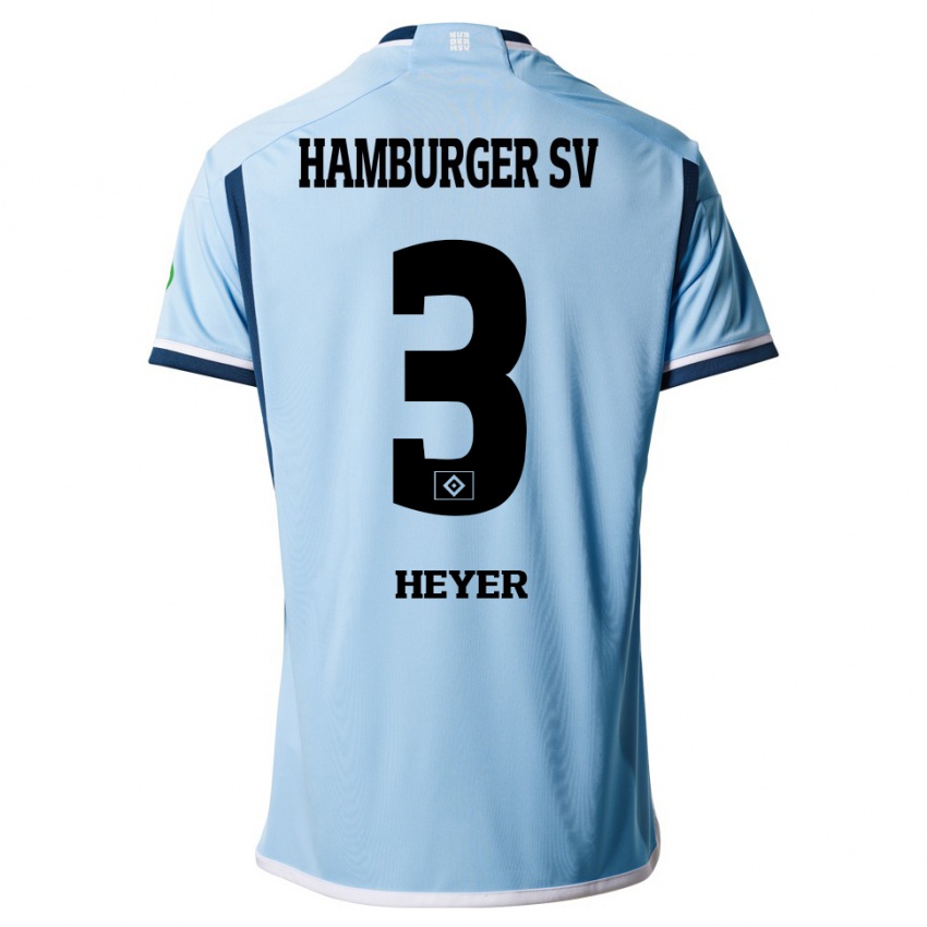 Kinderen Moritz Heyer #3 Blauw Uitshirt Uittenue 2023/24 T-Shirt