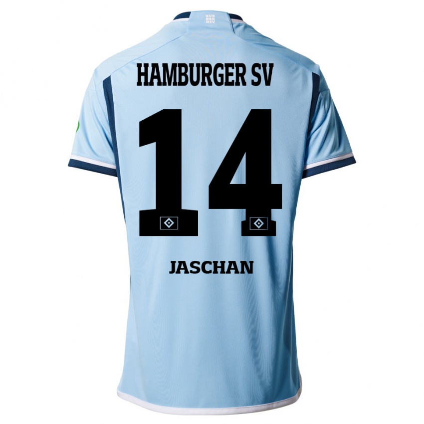 Kinderen Endrik Jaschan #14 Blauw Uitshirt Uittenue 2023/24 T-Shirt