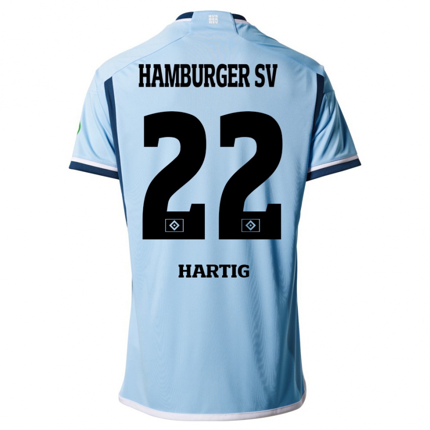 Kinderen Jonas-Finn Hartig #22 Blauw Uitshirt Uittenue 2023/24 T-Shirt