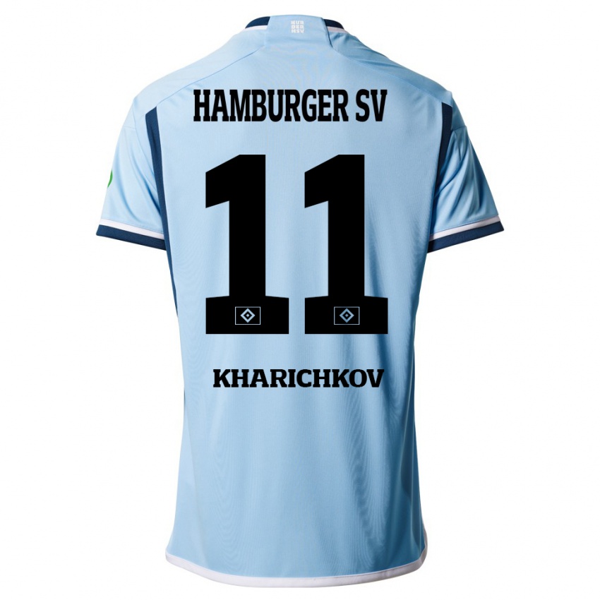 Kinderen Valentyn Kharichkov #11 Blauw Uitshirt Uittenue 2023/24 T-Shirt