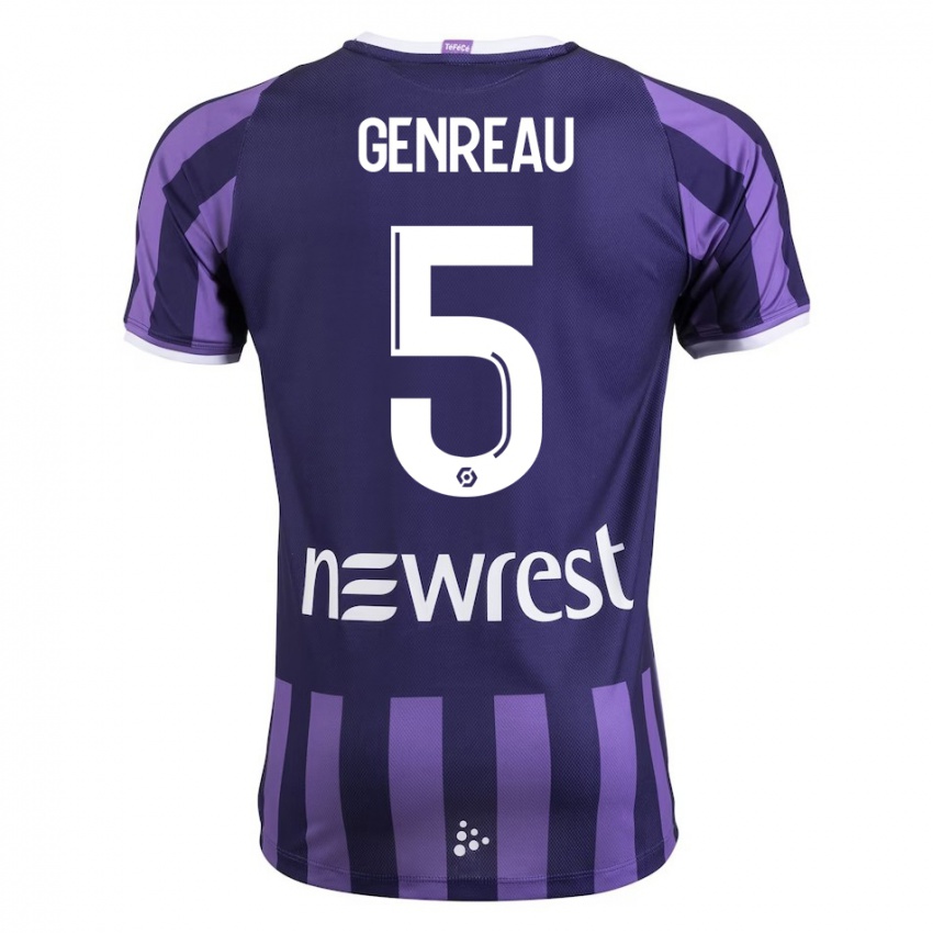 Kinderen Denis Genreau #5 Paars Uitshirt Uittenue 2023/24 T-Shirt