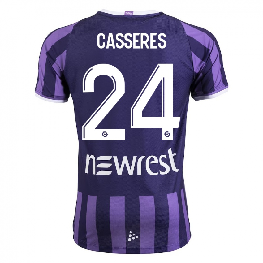 Kinderen Cristian Cásseres Jr. #24 Paars Uitshirt Uittenue 2023/24 T-Shirt