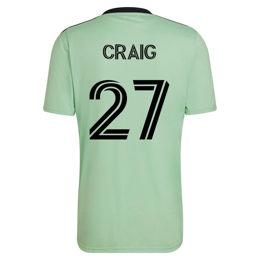 Kinderen Brandan Craig #27 Licht Groen Uitshirt Uittenue 2023/24 T-Shirt
