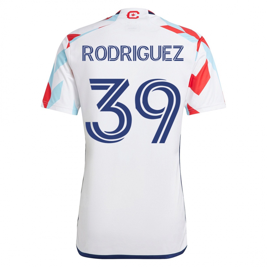 Kinderen Allan Rodriguez #39 Wit Blauw Uitshirt Uittenue 2023/24 T-Shirt