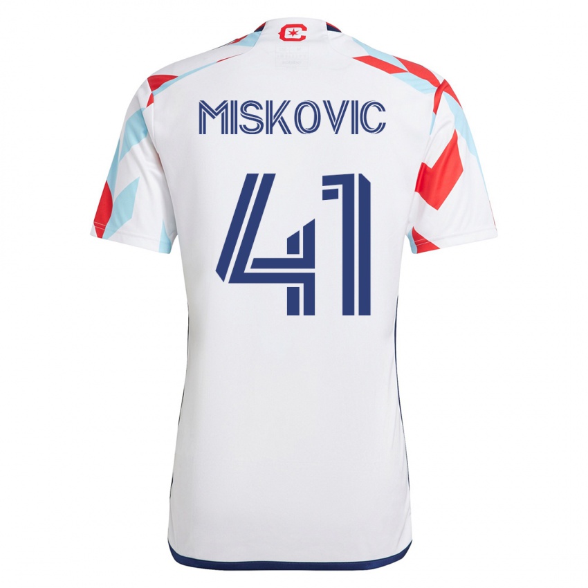 Kinderen Mihajlo Miskovic #41 Wit Blauw Uitshirt Uittenue 2023/24 T-Shirt